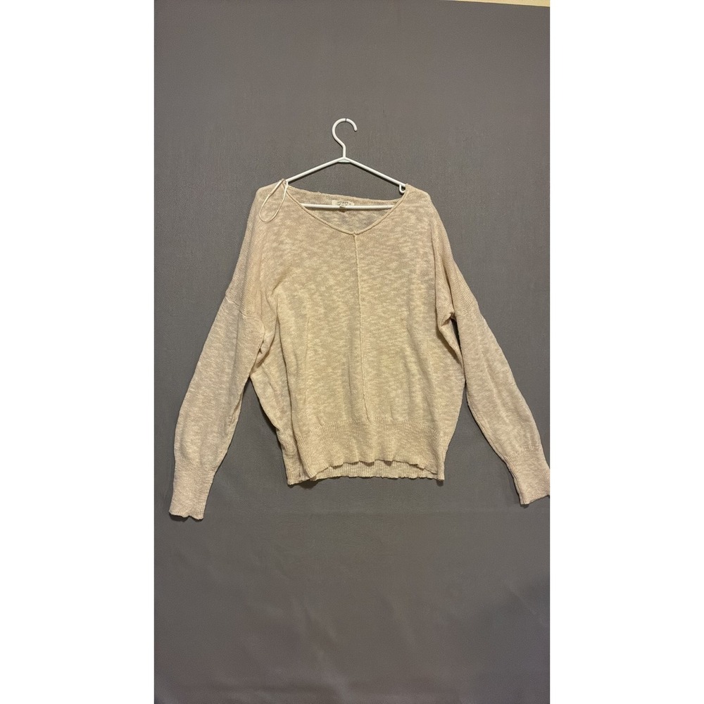 Umgee USA Cream Oversized V-Neck Knit Sweater